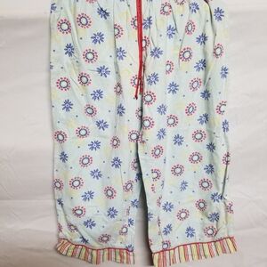 Floral Print Women's Pajama Pants - Blue and Red